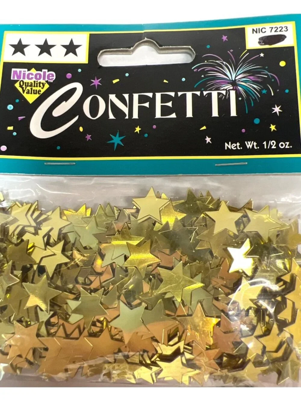 Nicole Spangles & Confetti Star Packs Silver & Gold Large 5-Point Stars Crafting